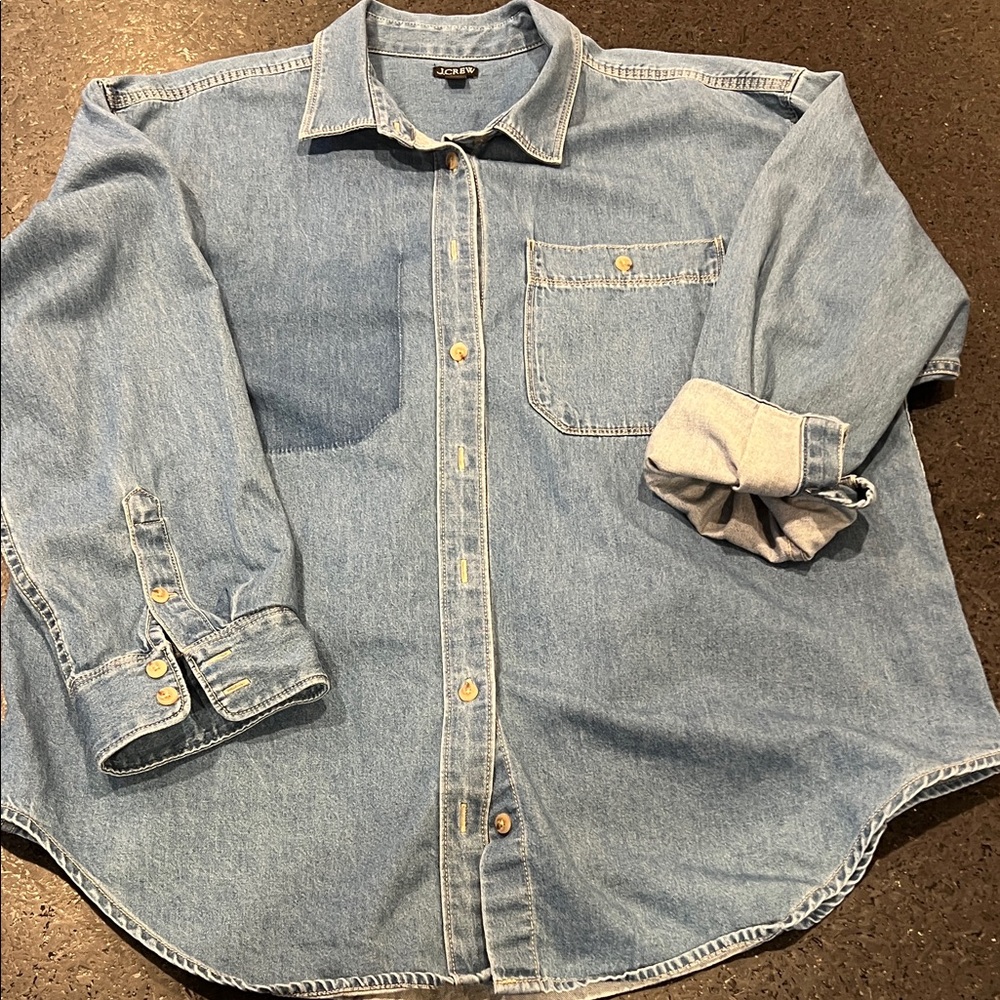 J Crew Blue Denim Button-Up Shirt